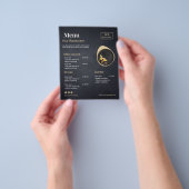 オーダーメイドレストランメニュー | 黒のモダン写真メニュー F チラシ (手)