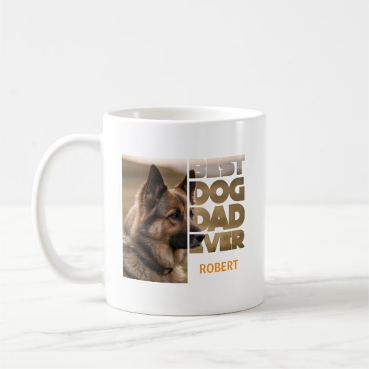 オーダーメイド写真入り最高の犬の父 コーヒーマグカップ (左)