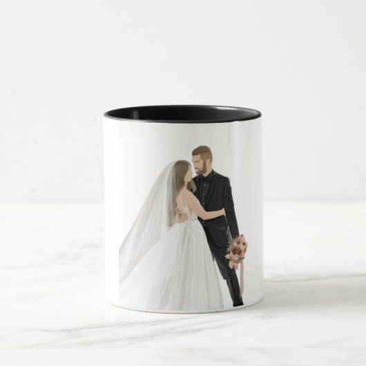 オーダーメイド写真入り結婚式コーヒーマグカップ - エレガントな花嫁介添人 マグカップ (中央)