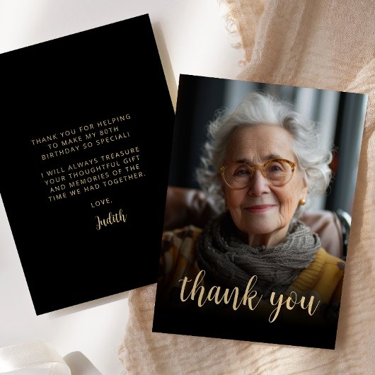 オーダーメイド写真入り80歳の誕生日パーティー サンキューカード