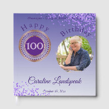 オーダーメイド写真 パープルラメ 100歳の誕生日