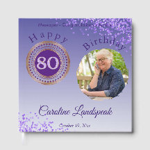 オーダーメイド写真 パープルラメ、80歳の誕生日