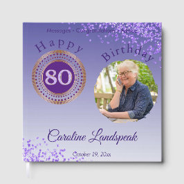 オーダーメイド写真 パープルラメ、80歳の誕生日 ゲストブック