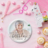 オーダーメイド写真 ブラック・スクリプト 70歳の誕生日 ペーパープレート (パーティー)