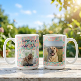 オーダーメイド写真 犬ママ 幾何学模様 コーヒーマグカップ