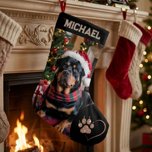 オーダーメイド写真 犬 名前入り 名前入れ カスタム テキスト スモールクリスマスストッキング