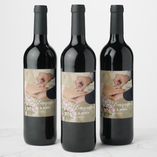 オーダーメイド写真 結婚します 結婚パーティーのお土産 ワインラベル (ボトル)