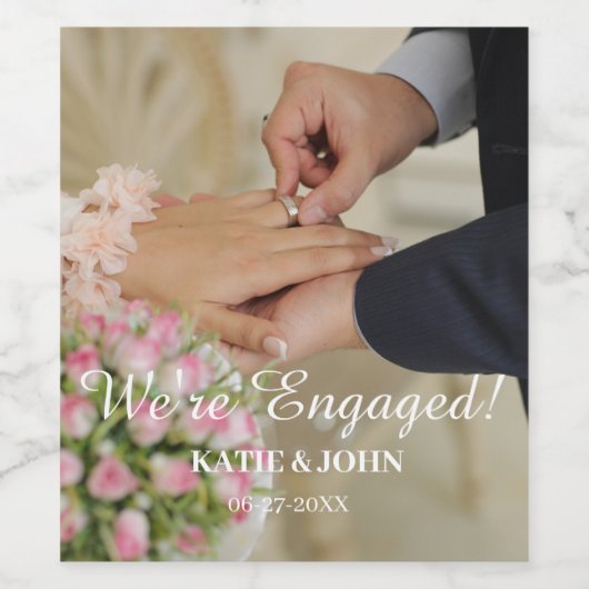 オーダーメイド写真 結婚します 結婚パーティーのお土産 ワインラベル (シングルラベル)