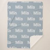 オーダーメイド名入り ブルーグレー シェルパ ブランケット 新婚夫婦へ (正面)