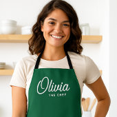 オーダーメイド名入り The Chef グリーンエプロン 女性用 エプロン