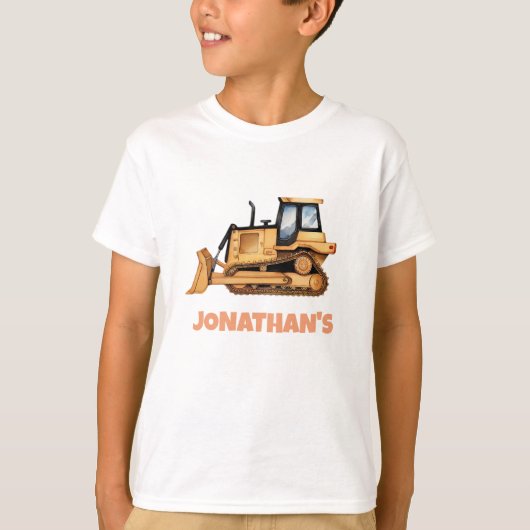 オーダーメイド名入れ建設車両ブルドーザー Tシャツ (正面)