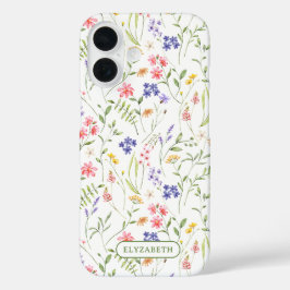 オーダーメイド名入れ白いワイルドフラワー iPhone 16ケース