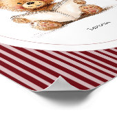 オーダーメイド名前のぬいぐるみウォールアート - 読書するテディベア ポスター (角)