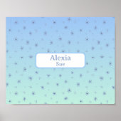 オーダーメイド名 子供部屋 インテリア ブルーズ フラワーズ ポスター (正面)