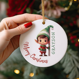 オーダーメイド子供サンタの精霊 クリスマスツリー セラミックオーナメント