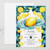 オーダーメイド子供レモン誕生日 招待状 (正面/裏面)