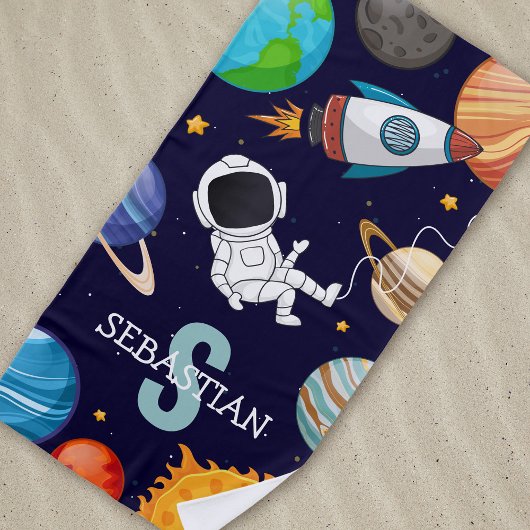 オーダーメイド子供用スペース+宇宙飛行士サマー ビーチタオル