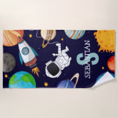 オーダーメイド子供用スペース+宇宙飛行士サマー ビーチタオル (正面)