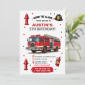 オーダーメイド子供用消防車誕生日招待状 招待状 (スタンド正面)