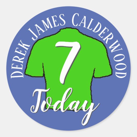 オーダーメイド子供用誕生日サッカーシャツ ラウンドシール (正面)