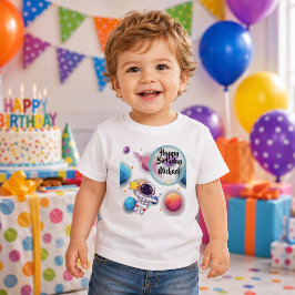 オーダーメイド宇宙飛行士と惑星の誕生日Tシャツ トドラーTシャツ
