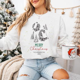 オーダーメイド家族クリスマスヴィンテージ冬の村 スウェットシャツ