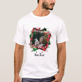オーダーメイド家族ペット写真クリスマスフレーム Tシャツ