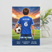 オーダーメイド少年サッカージャージー誕生日招待状 招待状 (スタンド正面)