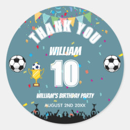 オーダーメイド少年サッカー誕生日ステッカー ラウンドシール