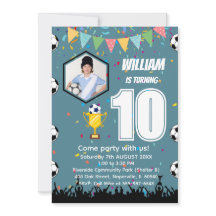オーダーメイド少年サッカー誕生日招待状カード