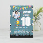 オーダーメイド少年サッカー誕生日招待状カード サンキューカード (スタンド正面)