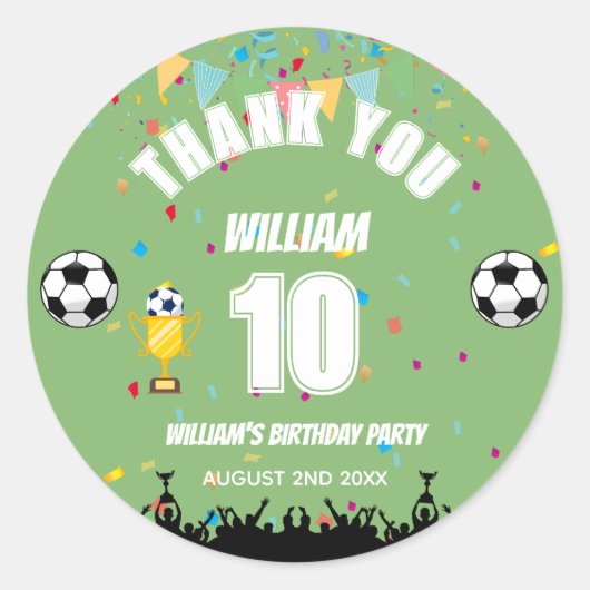 オーダーメイド少年サッカー 誕生日ステッカー ラウンドシール (正面)