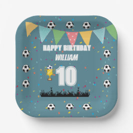 オーダーメイド少年サッカー 誕生日パーティープレート ペーパープレート
