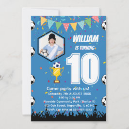 オーダーメイド少年サッカー 誕生日招待状カード サンキューカード