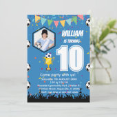 オーダーメイド少年サッカー 誕生日招待状カード サンキューカード (スタンド正面)