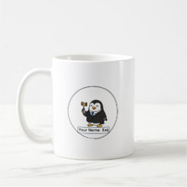 オーダーメイド弁護士エスキュー・ペンギン陶器容器 コーヒーマグカップ
