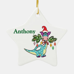 オーダーメイド恐竜クリスマス セラミックオーナメント