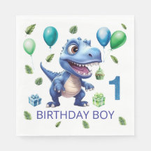 オーダーメイド恐竜パーティー紙ナプキン 1歳の誕生日