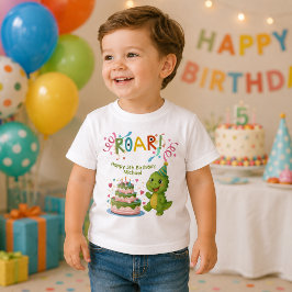 オーダーメイド恐竜5歳の誕生日キッズTシャツ トドラーTシャツ