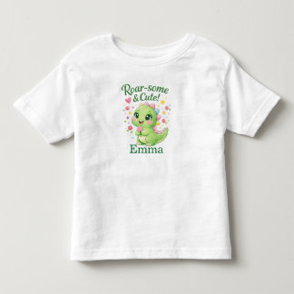 オーダーメイド恐竜 誕生日ガールTシャツ トドラーTシャツ