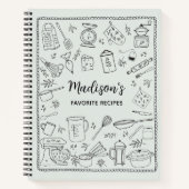 オーダーメイド手描きキッチン用品レシピ ノートブック (正面)