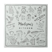 オーダーメイド手描きキッチン調理器具 タイル (正面)