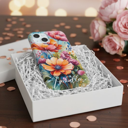 オーダーメイド携帯ケース 花柄デザイン iPhone 15ケース