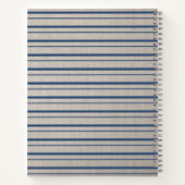 オーダーメイド料理レシピブック ベージュ リネン 青 ストライプ ノートブック (裏面)