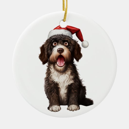 オーダーメイド楽しいポルトガル水犬 セラミックオーナメント (正面)