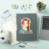 オーダーメイド毛糸と編み物女子ステッカー シール (iPadカバー)