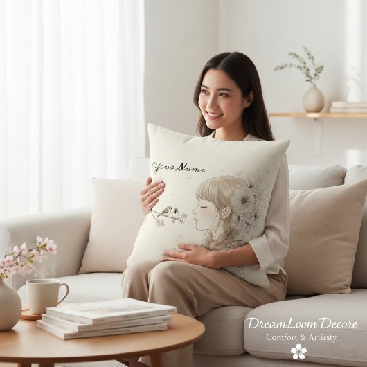 オーダーメイド水彩アート 名前入りギフト 彼女へのプレゼント クッション
