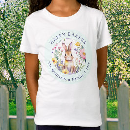 オーダーメイド水彩ウサギファミリーイースターキッズ Tシャツ
