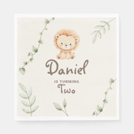 オーダーメイド水彩サファリ 誕生日パーティー スタンダードランチョンナプキン