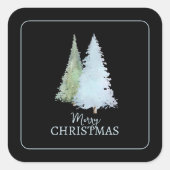 オーダーメイド水彩画 ノルディック ウィンター ブラック クリスマス スクエアシール (正面)